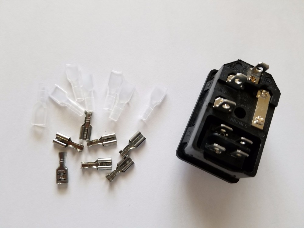 Inlet Panel mount Power Socket with Fuse Switch 10A 250V + connector Terminals