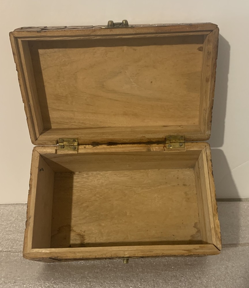Solid Teak Wood Monastery Tea Box Hand Carved