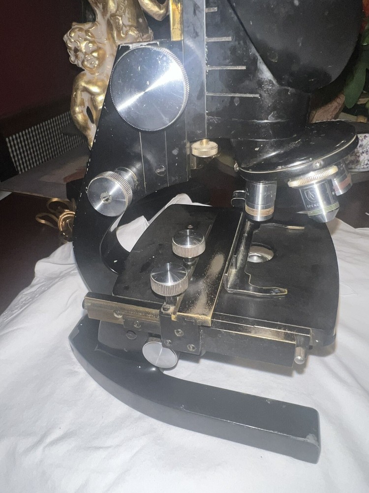 Antique AO Spencer Binocular Microscope w/ 3 Objectives Works #303401