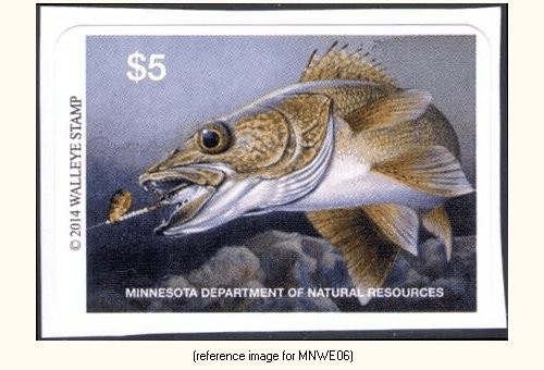 D2K Minnesota Walleye Stamp 2014 $5.00 s/adh
