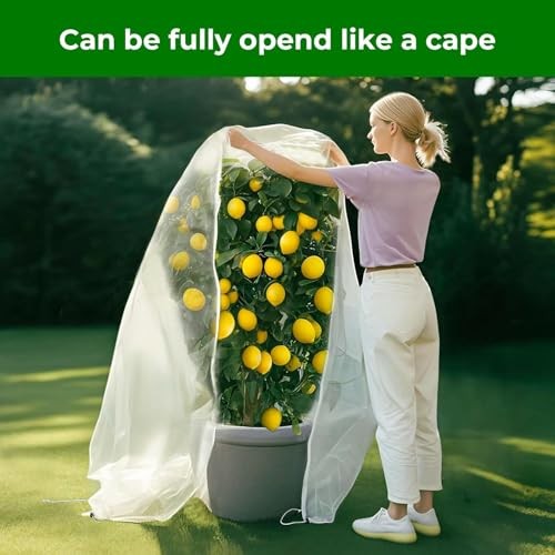 Fruit Tree Netting with Zipper & Drawstring - 15'x15' Garden Plant Net Pest