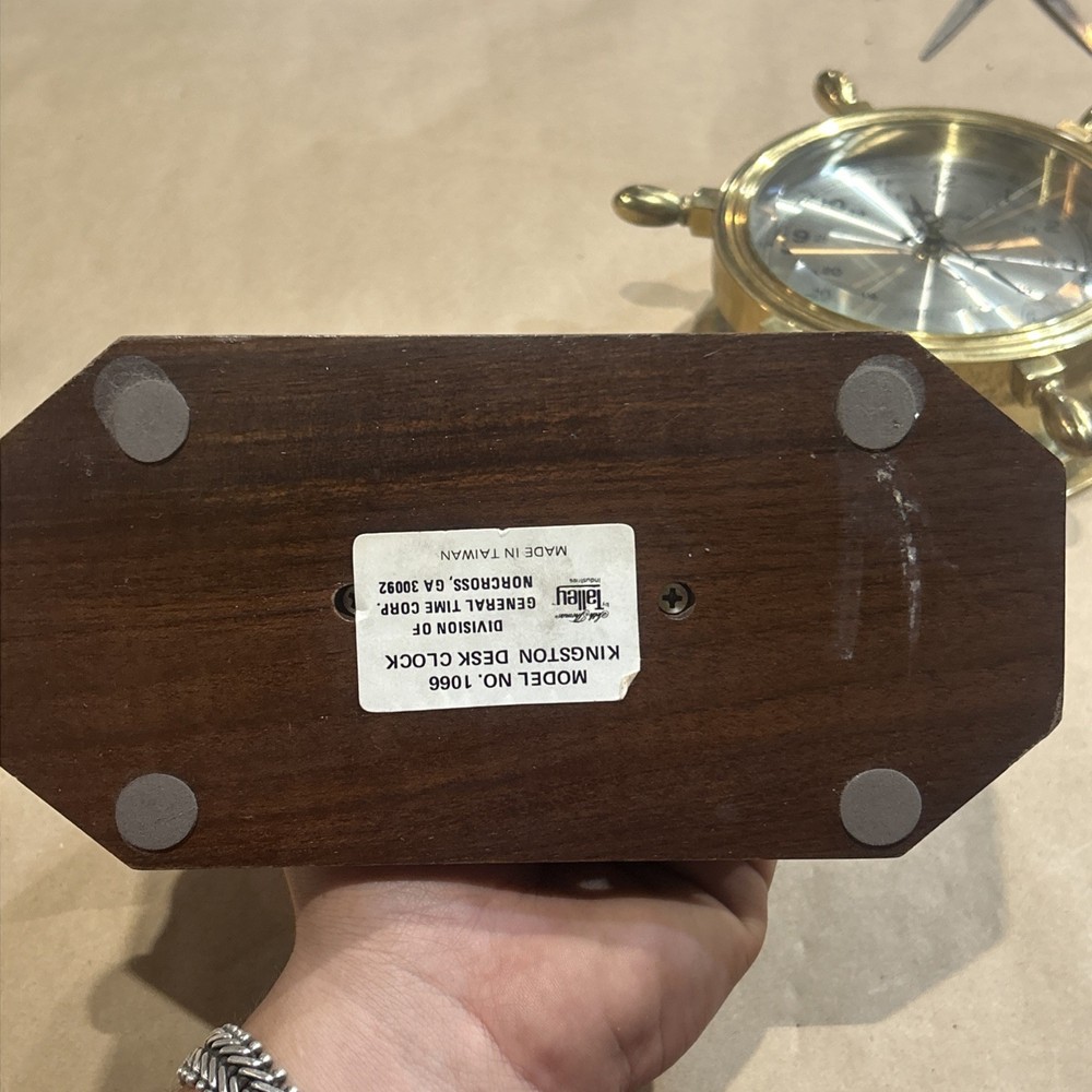 SETH THOMAS MARITIME, SOLID BRASS, SHIP'S TABLE TOP CLOCK Damaged Stand Working