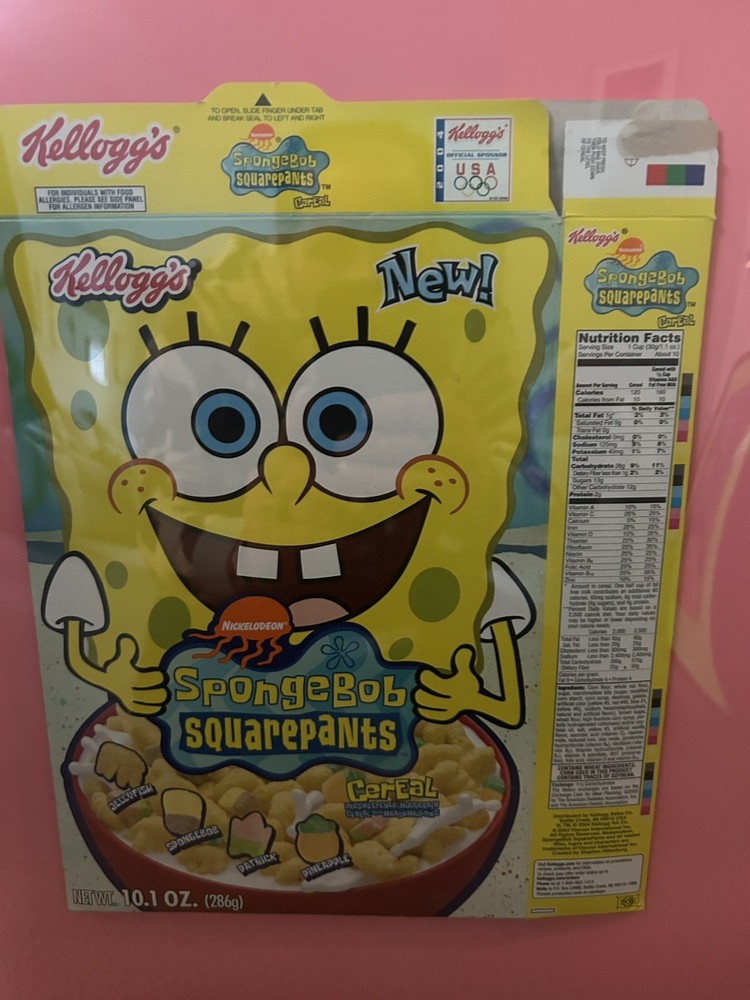 early 2004  spongbob cearal box flattened and framed