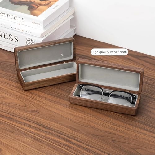 Handcrafted Solid Wood glasses case hard shell - Magnetic Closure, Black Walnut
