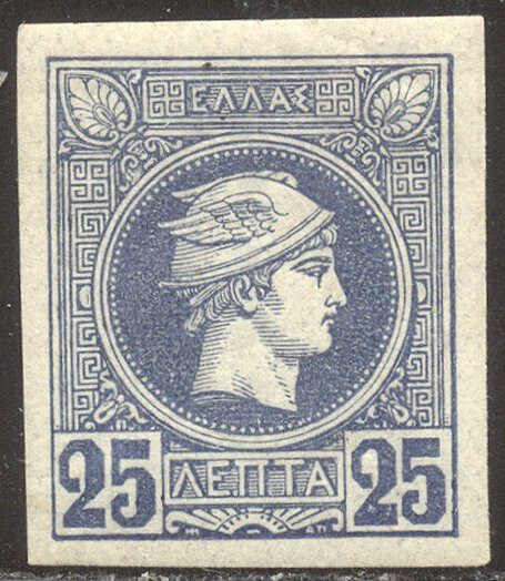GREECE #69 Mint NH - 1886 25c Blue, Belgian Print