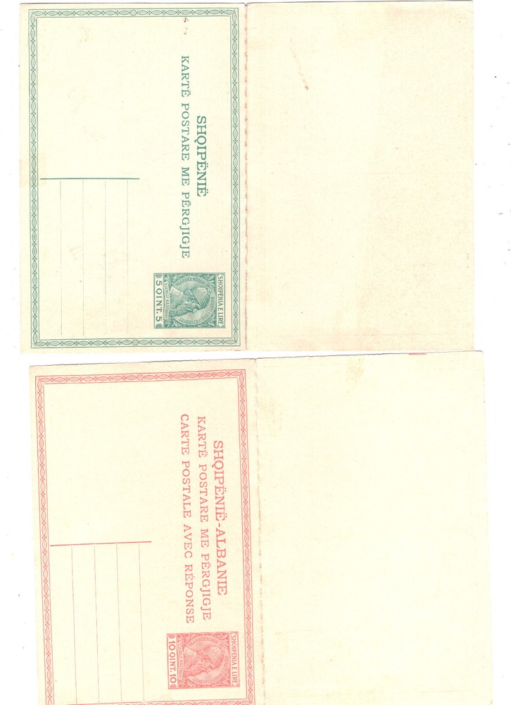 Albania   2  postal  reply  cards   unused