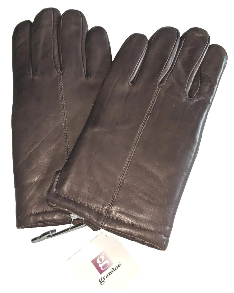 Men's Cire Leather Gloves, Brown, Large