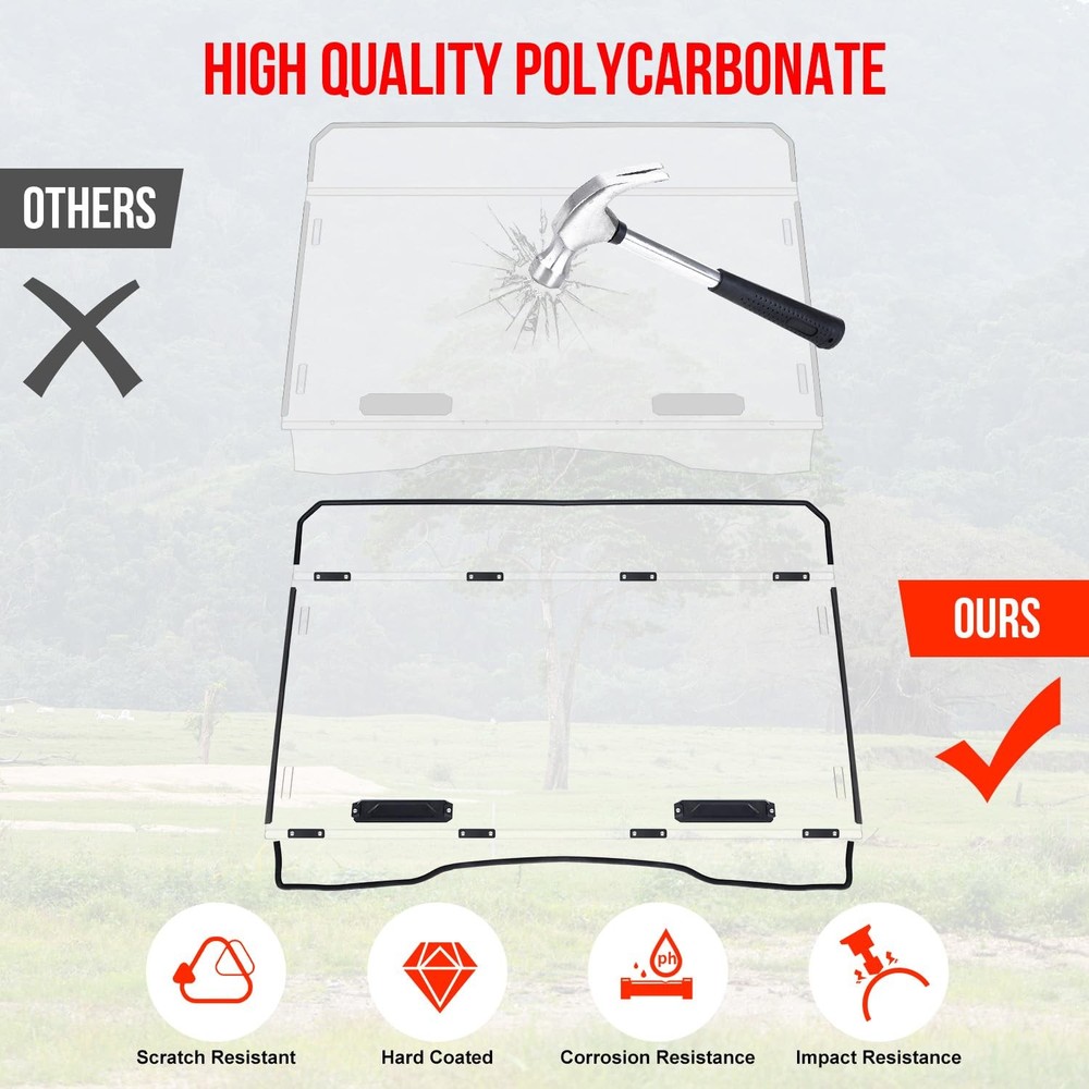 Front Windshield for Mule Pro-MX Hard Coated Vented Full Windshield Clear
