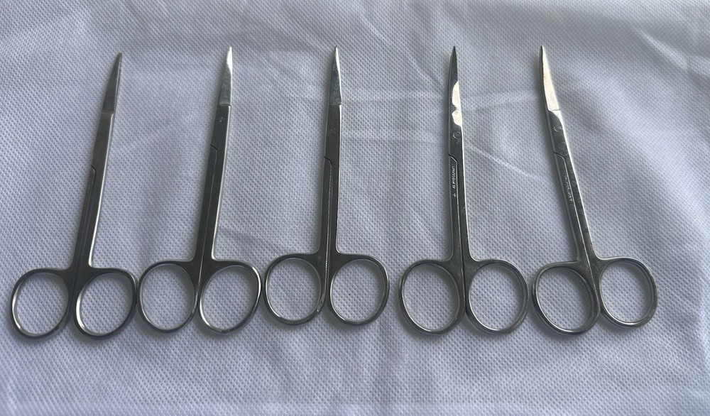 Set of 5 IRIS Scissors, 3.1/2", Curved Delicate Sharp Blades