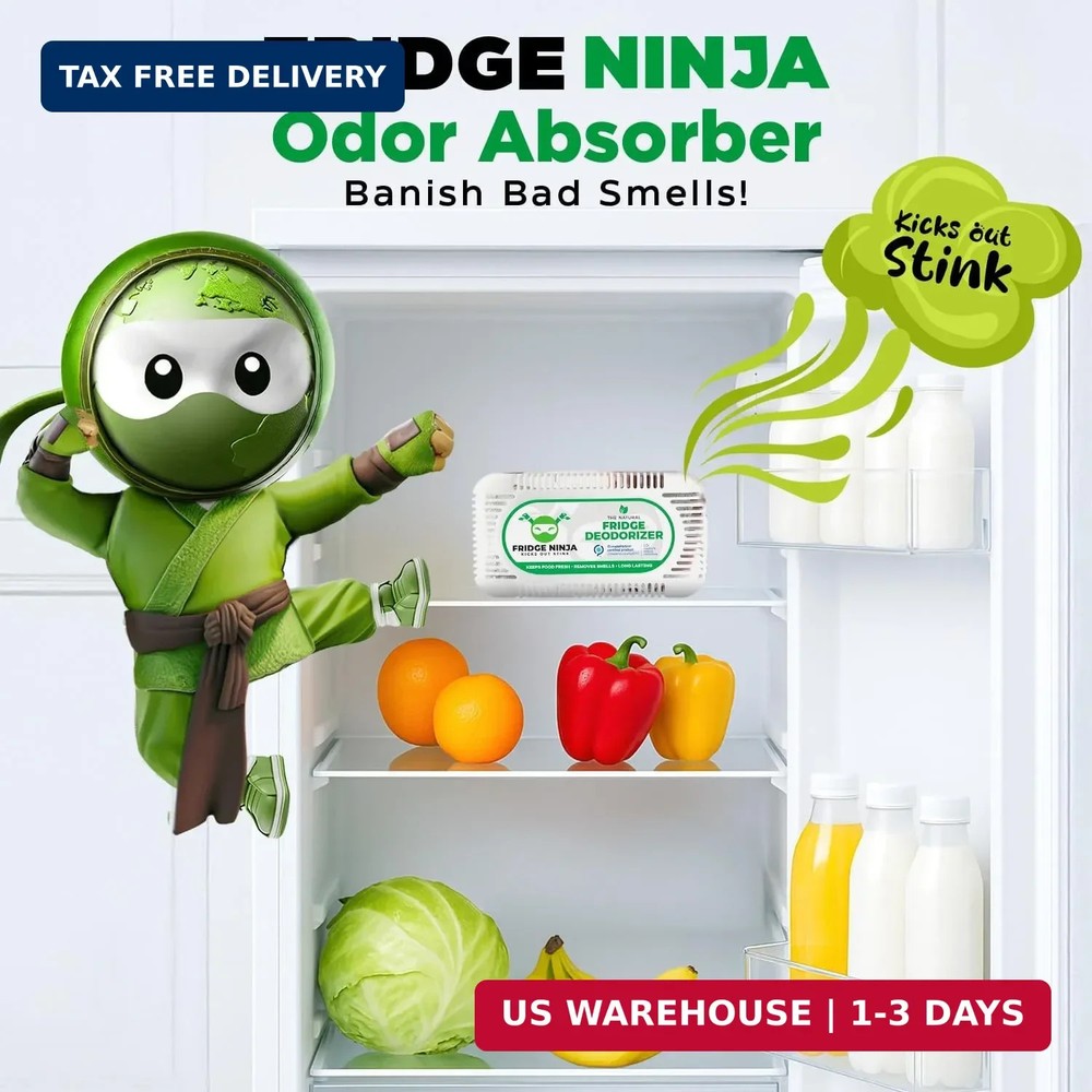 Fridge Ninja Fridge Deodorizer (2 Pack) - More Effective Than Baking Soda - Natu