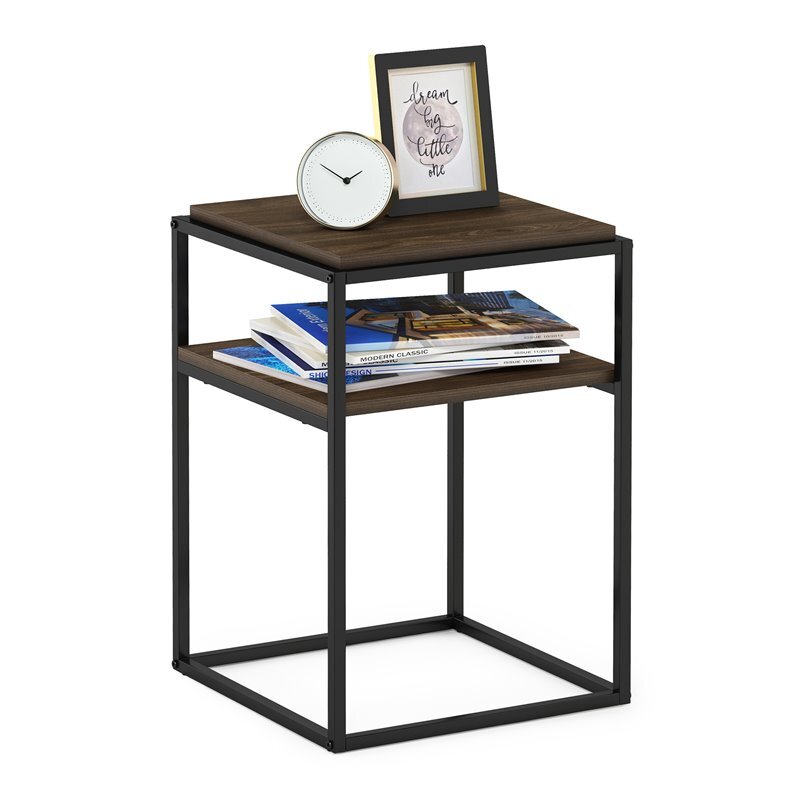Furinno Moretti Engineered Wood 2-Tier Stackable Shelf in Columbia Walnut