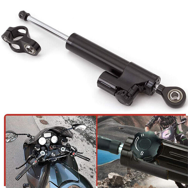 For Harley Honda Yamaha Black Adjustable Steering Stabilizer