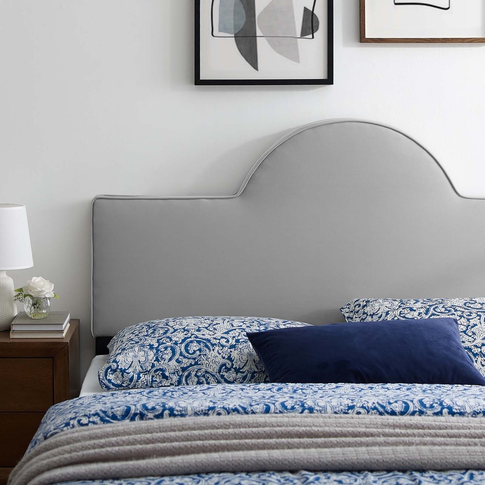 Modway Dawn Performance Velvet Full/Queen Headboard in Light Gray