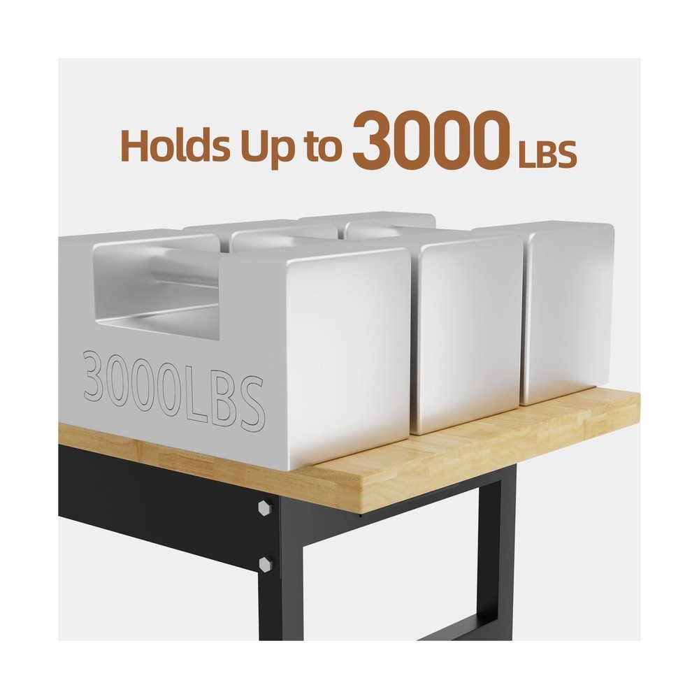 60'' Adjustable Workbench, Heavy-Duty Work Bench Table with Wheels and Power ...