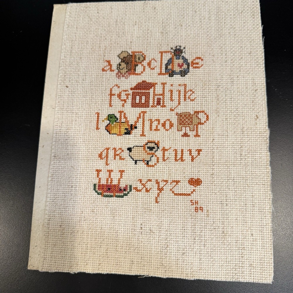 Vintage Cross Stitch Sampler Granny Cottage Core ABC’s Unframed
