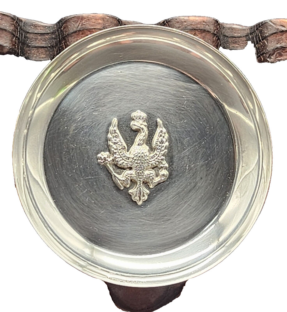 Solid Silver 830 Trinket/Coin Dish with King's Hussars Symbol UK/c1911