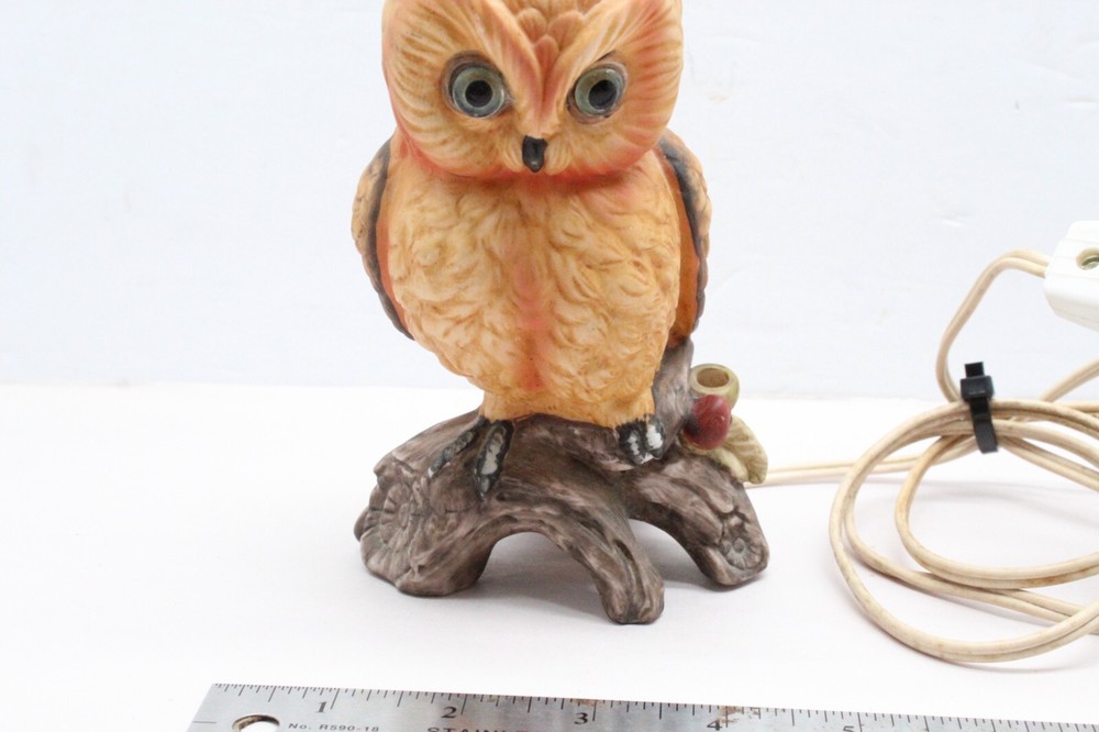 Vintage Ceramic Owl Figure 6” Table Night Light
