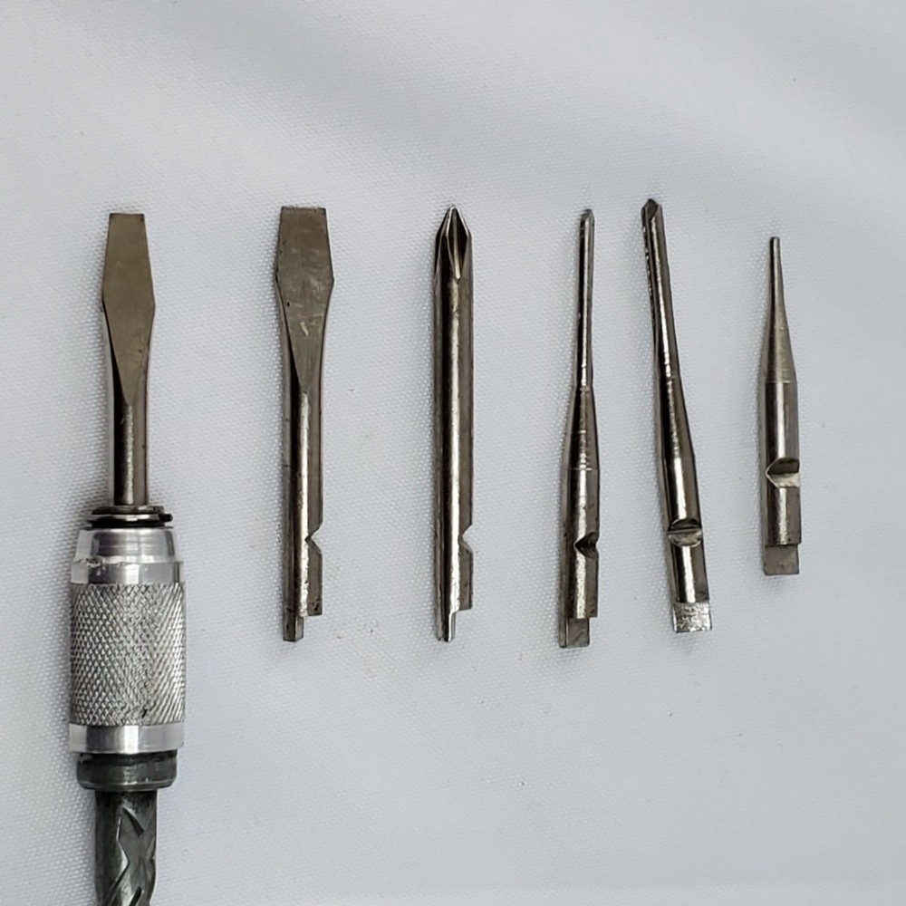 Oxwall Vintage Ratcheting Push Drill Screwdriver 6 Interchangeable Bits Japan