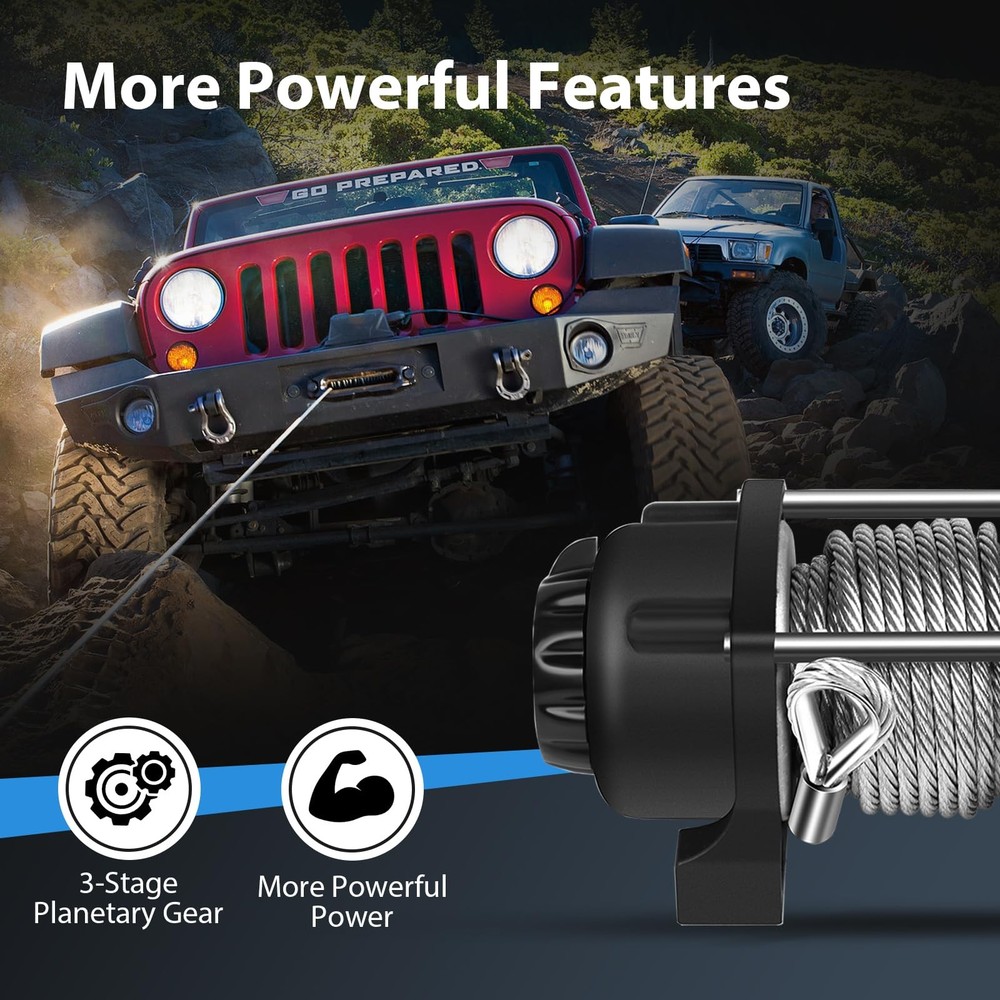 4500LBS Electric Winch 12V Steel Cable with Remote Controller