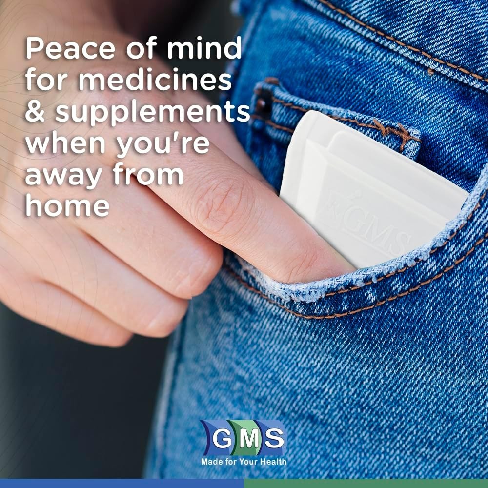 GMS Squeezable Pocket Pill Case - Small, Lightweight Pack of 2, White