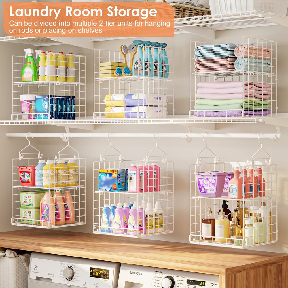 6 Tier Hanging Closet Organizer, Sweater Organizer for Closet, Stackable Wire...