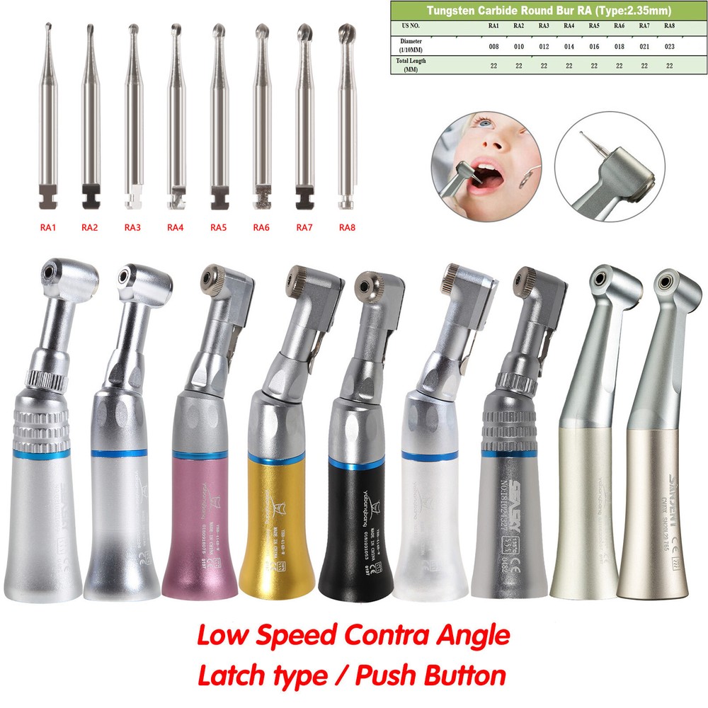 NSK Style Dental Slow Low Speed Contra Angle Handpiece Push Button Latch E-type