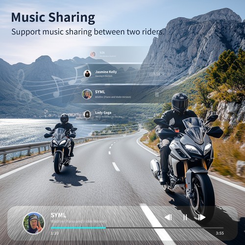 2x T1 Pro Motorcycle Bluetooth Headset Bluetooth for 6 Riders Group 2000m