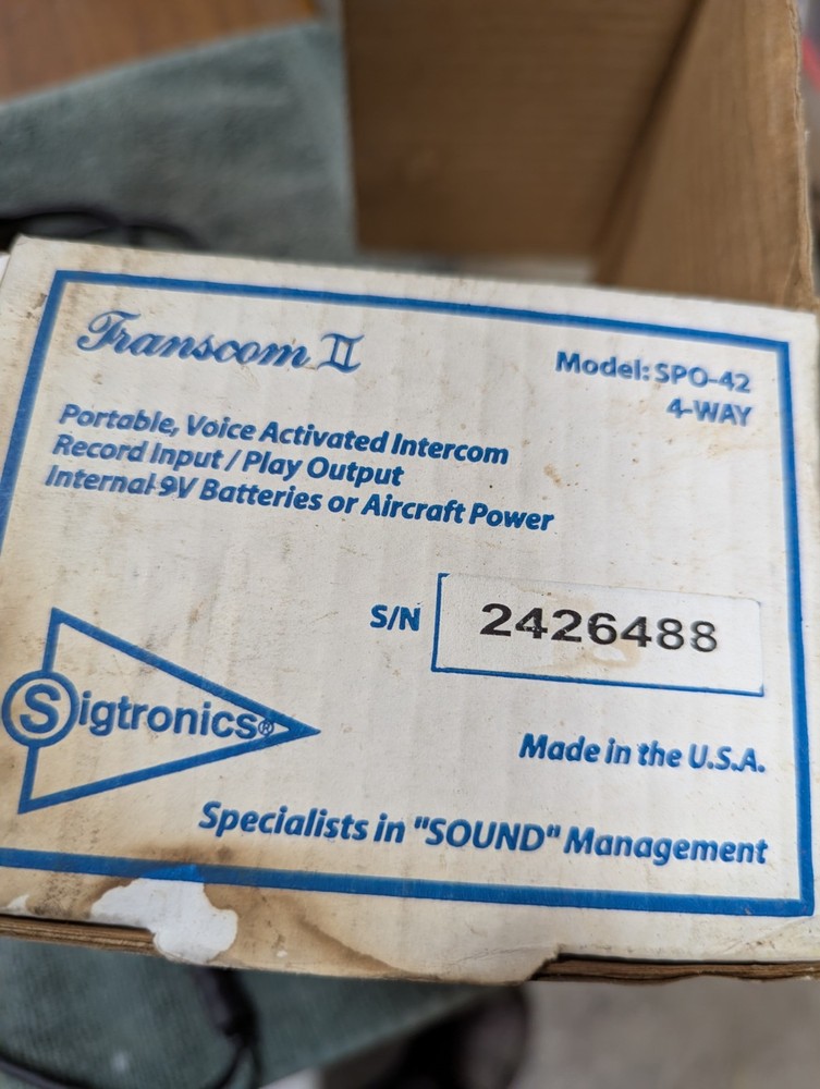 Sigtronics Transcom II portable aviation intercom SPO-42