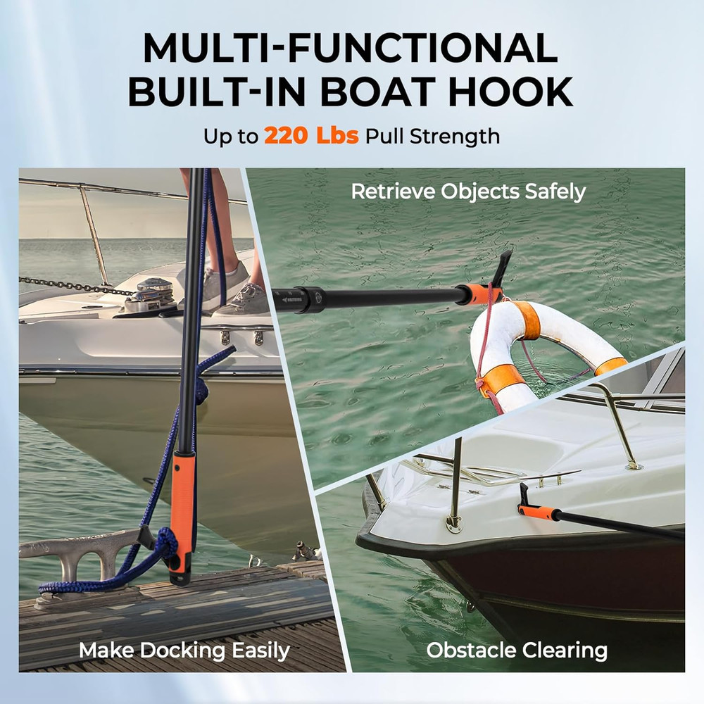 Brutus Folding Landing Net with Boat Hook, Foldable, Extendable, Lightweight & S