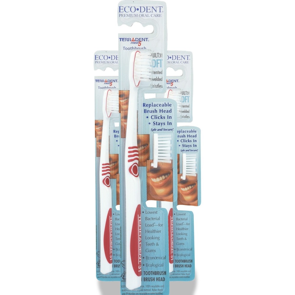 Ecodent Terradent 31 Toothbrush With Replaceable Soft Brush Head 3 Pack