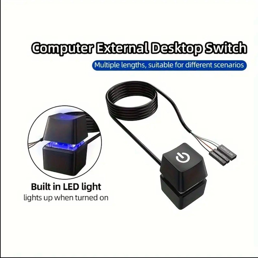 Computer Desktop Switch for PC Motherboard External Power On/Off Button Cable PC