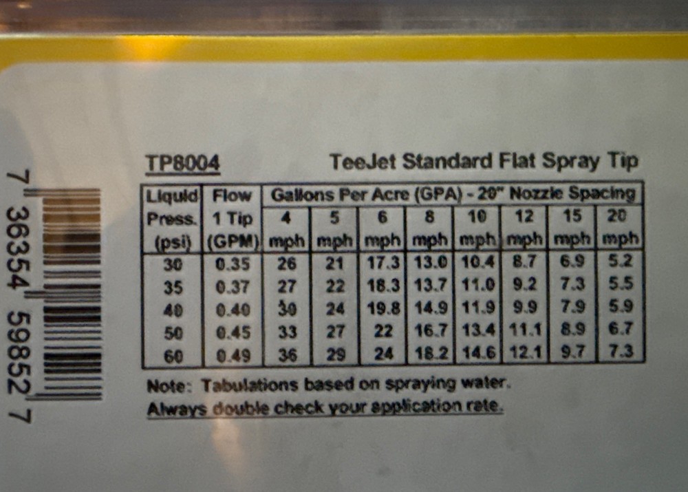 8 - TeeJet Brass Even Flat Spray Tip 80° (TP8004)