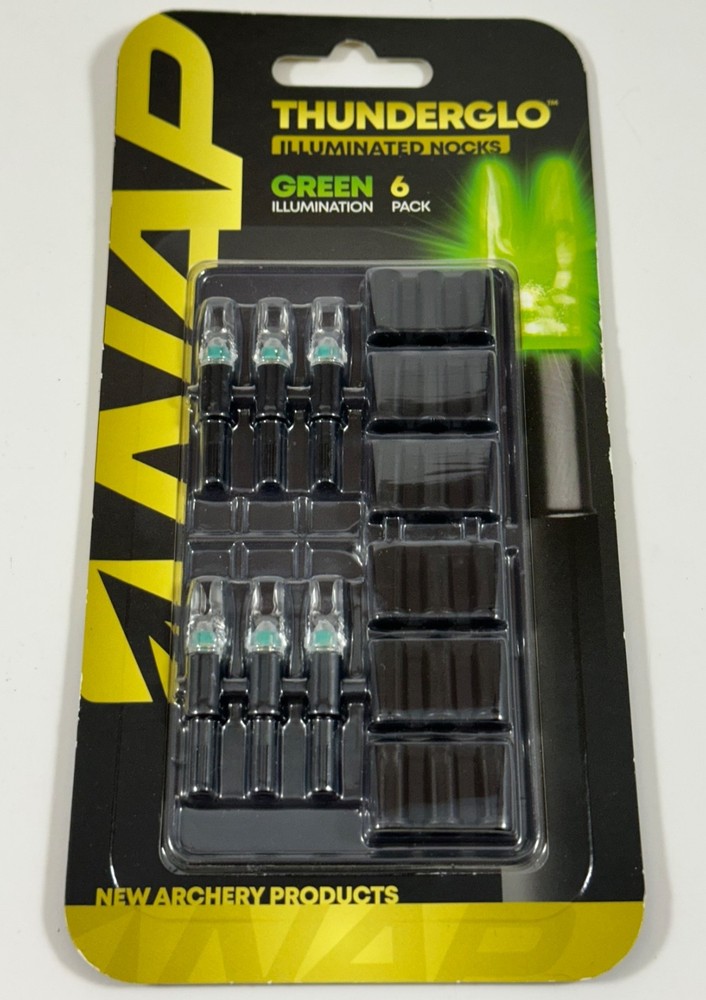 NAP Thunderglo Illuminated Nocks Green 6 Pack - lighted nocks
