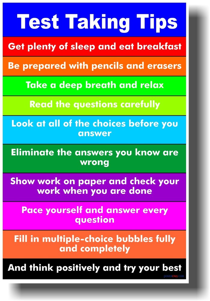 NEW School Study Classroom POSTER - Test Taking Tips 2