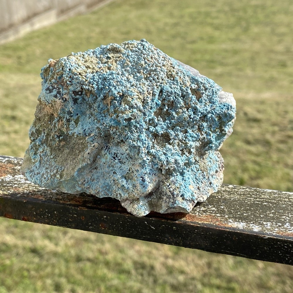 Shattucktite On Quartz Specimen Namibia  400 Grams Approx