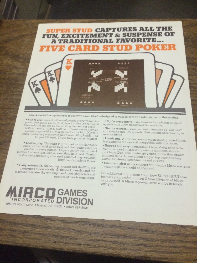 Mirco SUPER STUD Game flyer- original