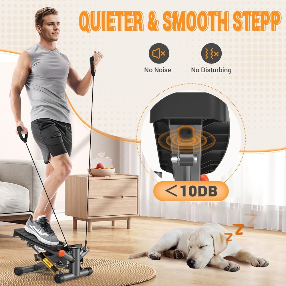 Steppers for Exercise at Home,Adjustable Height Mini Stepper (Grey)