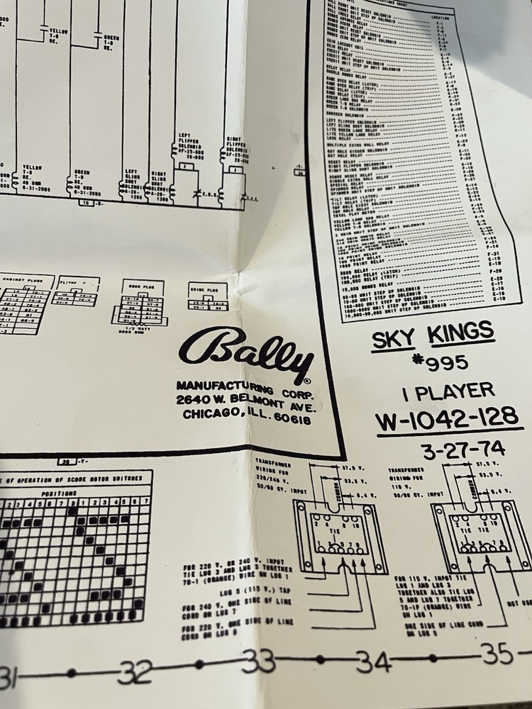 Sky Kings Pinball Schematic