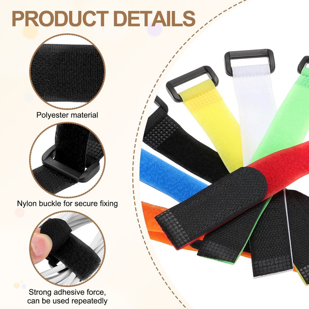 10pcs Reusable Cinch Straps 0.8"x14" Hook and Loop Cable Securing Straps, Black