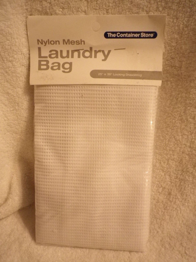 New - The Container Store Nylon Mesh 25" X 36" White Laundry Bag drawstring