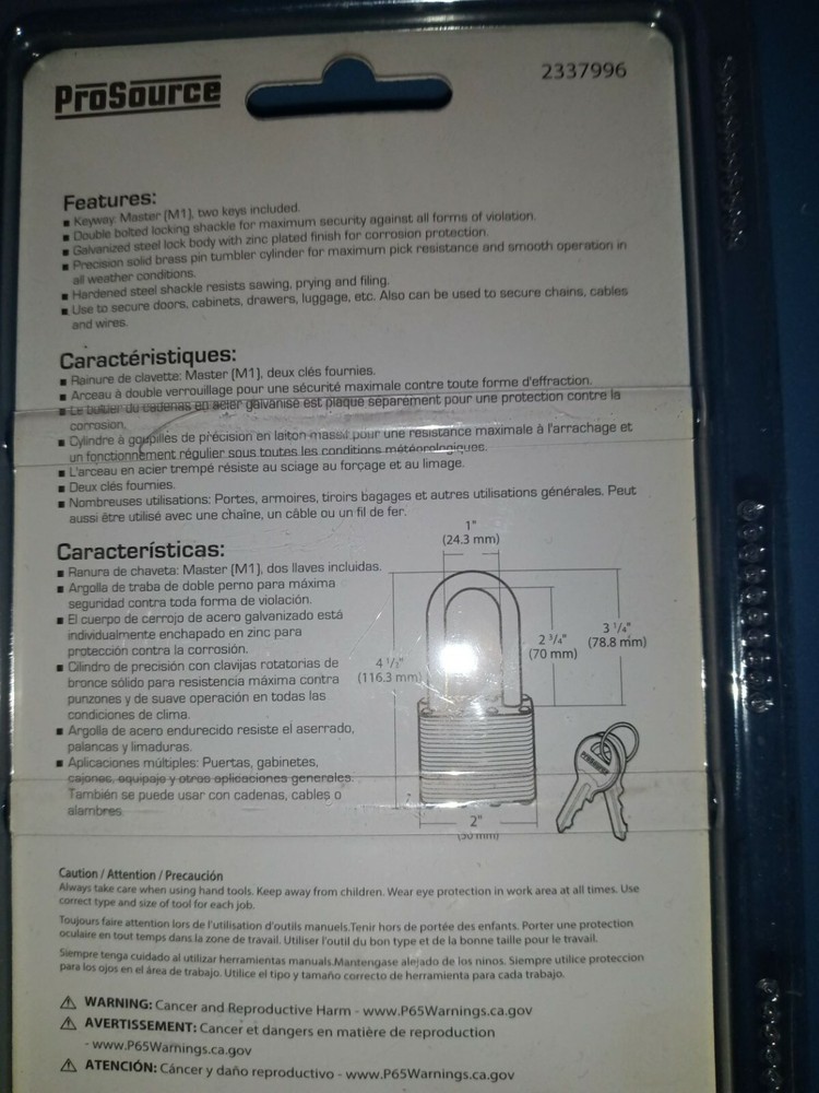 2 PACKS PROSOURCE 23/4" LAMINATED PADLOCK