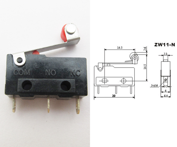 100pcs MINI Micro Roller Lever Switch Normal Open/Close 5A