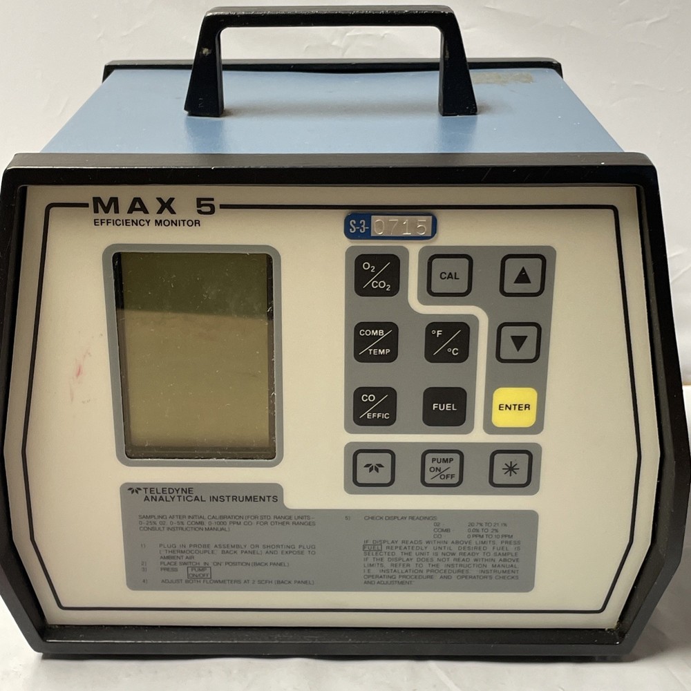 TELEDYNE ANALYTICAL INSTRUMENTS MAX5 PORTABLE COMBUST ANALYZER *PLEASE READ* W92