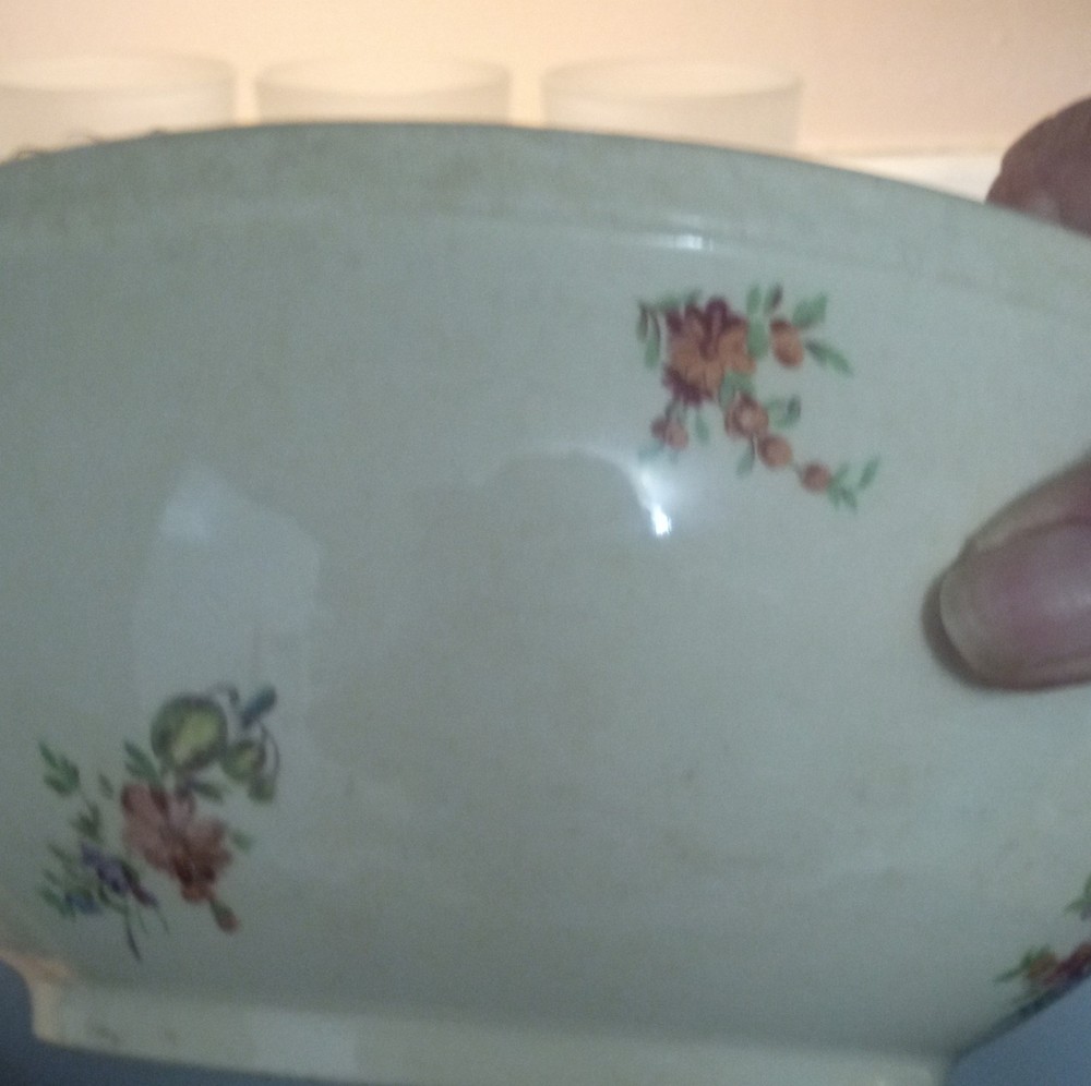 Priscilla Ovenware Floral Pattern Ceramic Round Glossy Bowl Cream Multicolor