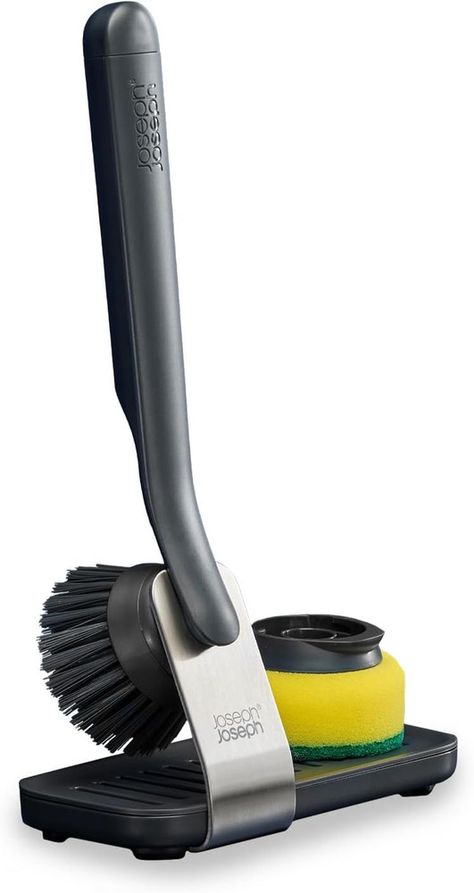 Sinktech Dish Brush and Sponge Set with Replacable Heads and Large Stainless-Ste