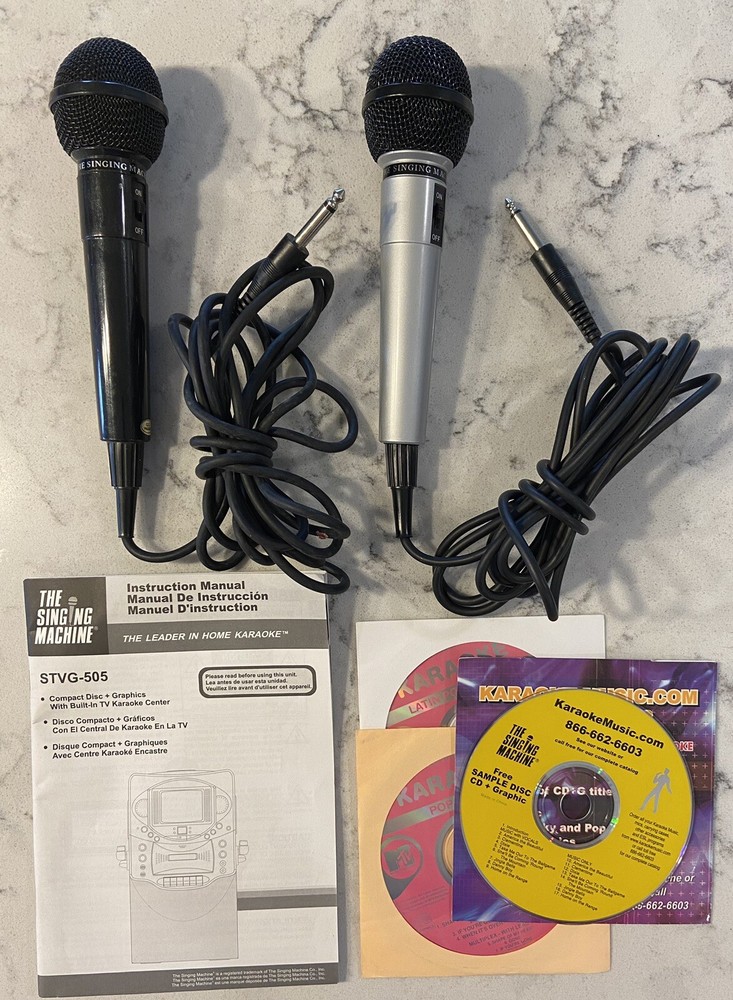 2 THE SINGING MACHINE MICROPHONES * TESTED/WORKS *