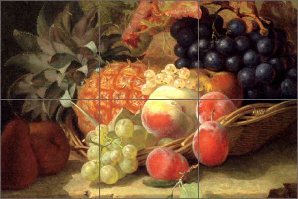 Ceramic Tile Mural Kitchen Backsplash Stannard Pineapple Grapes Fruit Art EHS002
