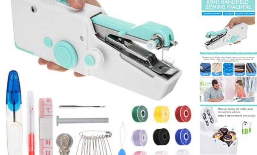 Handheld Sewing Machine for Beginners Daily Easy Use, Mini Sewing Machine Blue