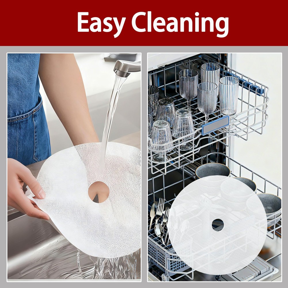 8 Pack Silicone Dehydrator Sheets, 13" Round Tray Large, White