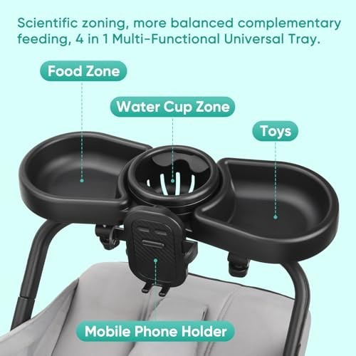 Multi Function Stroller Snack Tray 4 in 1 Cup & Phone Holder Double Tray